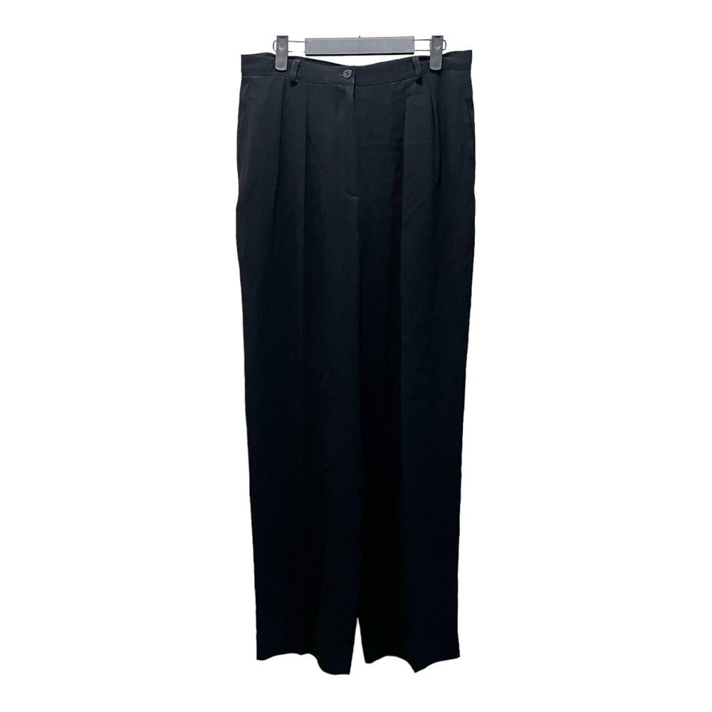 Anne Klein II Straight Leg Trouser Pants Black Mid Rise Career Casual Sz 14